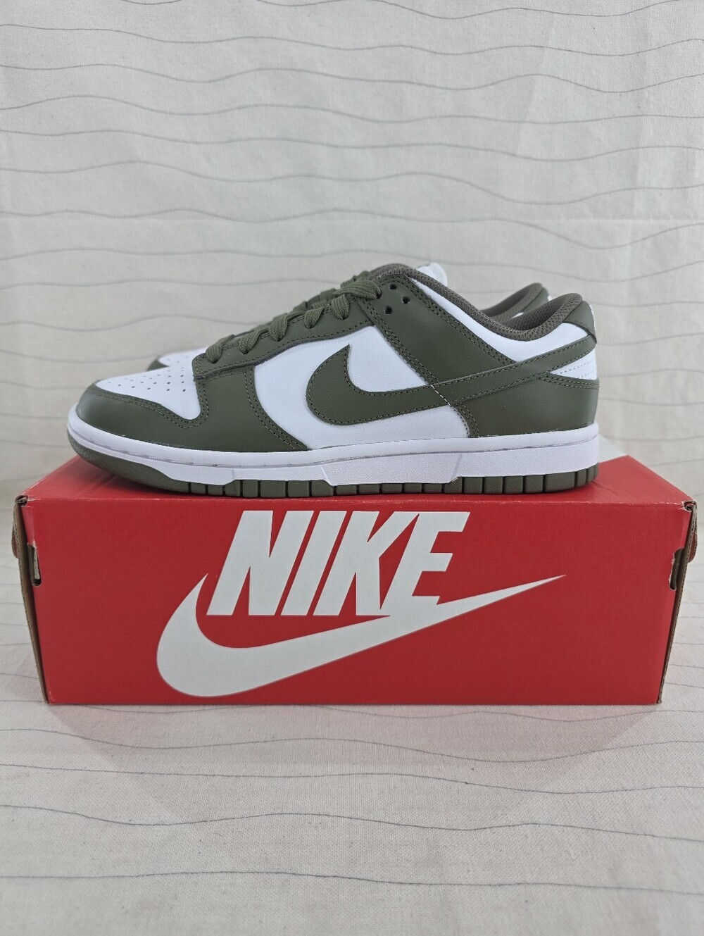 Nike Womens Dunk Low White And Medium Olive Sneakers Shoes DD1503-120 Size 7 - Picture 2 of 10